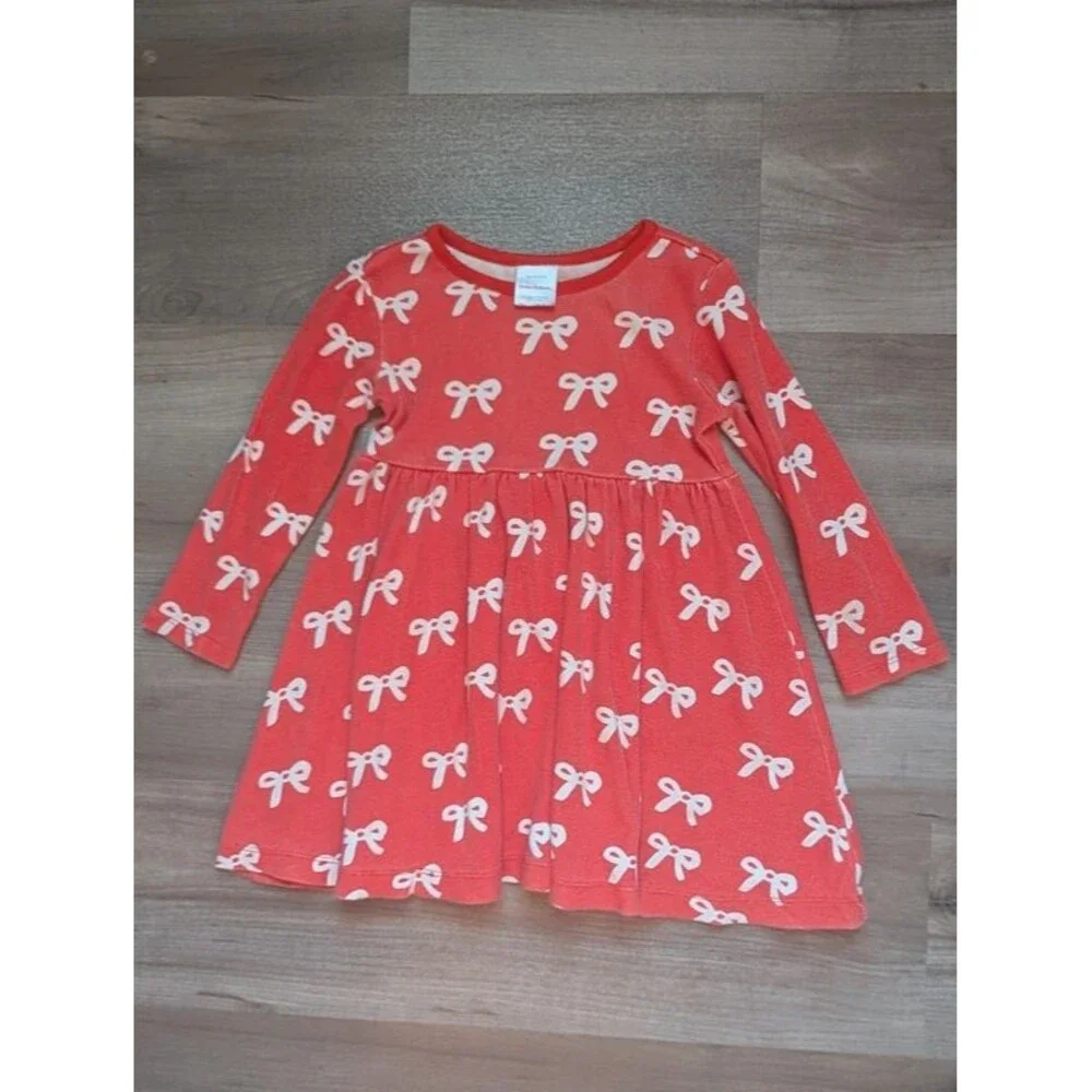 Hanna Andersson Red Bow Print Dress, 3T (U1)